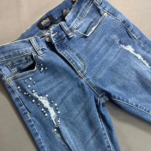 Buffalo David Bitton Women's Blue Embellished Skinny Jeans Size W28